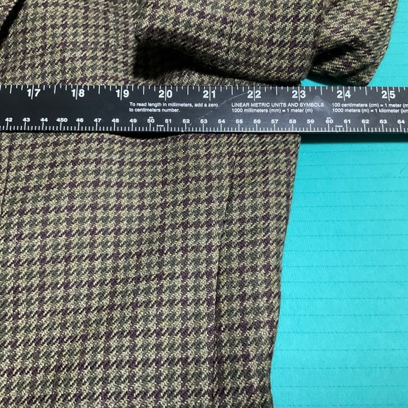 Oscar De La Renta vintage tweed wool sport coat houndstooth pattern Mens SZ 42R - Picture 6 of 9